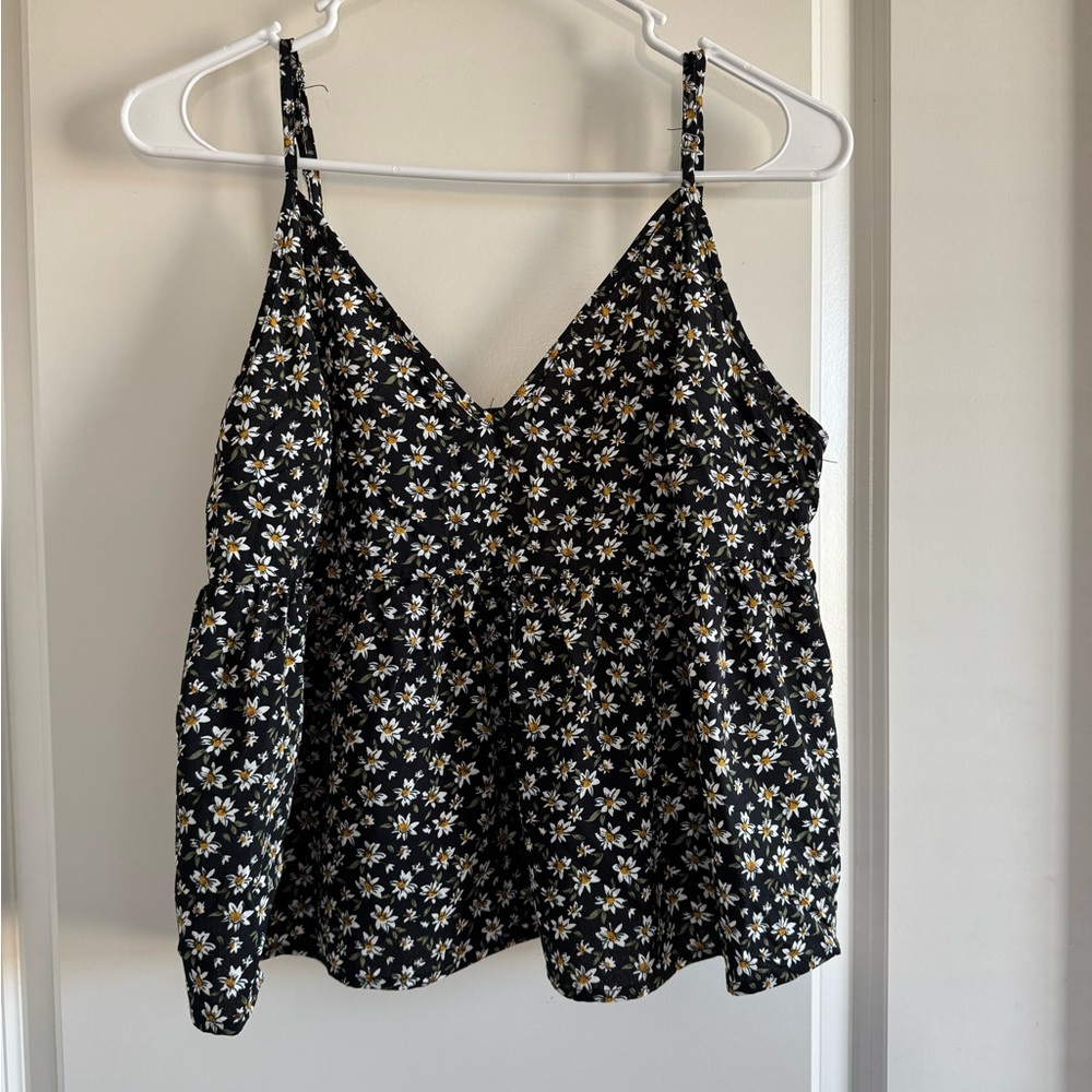 Floral Black and White Women's Top